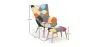 Armchair with Footrest - Upholstered in Patchwork Fabric - Kontur image 7
