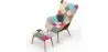 Armchair with Footrest - Upholstered in Patchwork Fabric - Kontur image 7