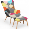 Buy Armchair with Footrest - Upholstered in Patchwork Fabric - Kontur Multicolour 60535 - in the EU