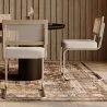 Dining Chair with Armrests - Upholstered in Bouclé Fabric - Wood and Rattan - Birey image 7