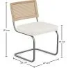 Dining Chair with Armrests - Upholstered in Bouclé Fabric - Wood and Rattan - Birey image 7