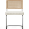 Buy Dining Chair with Armrests - Upholstered in Bouclé Fabric - Wood and Rattan - Birey White 60537 - in the EU