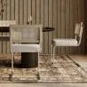 Dining Chair with Armrests - Upholstered in Bouclé Fabric - Wood and Rattan - Birey image 7