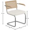 Dining Chair with Armrests - Upholstered in Bouclé Fabric - Wood and Rattan - Birey image 7