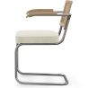 Dining Chair with Armrests - Upholstered in Bouclé Fabric - Wood and Rattan - Birey image 7