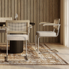 Buy Dining Chair with Armrests - Upholstered in Bouclé Fabric - Wood and Rattan - Birey White 60538 in the Europe