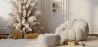 Upholstered Armchair with Ottoman - White Boucle - Rubi image 7
