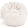 Upholstered Armchair with Ottoman - White Boucle - Rubi image 7