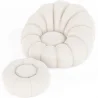 Upholstered Armchair with Ottoman - White Boucle - Rubi image 7