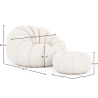 Buy Upholstered Armchair with Ottoman - White Boucle - Rubi White 60542 at Privatefloor