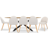 Buy Pack Industrial Design Wooden Dining Table (220cm) & 8 Bouclé Upholstered Dining Chairs - Evelyne White 60558 at Privatefloor