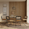 Buy Pack Industrial Design Dining Table 150cm & 6 Rattan Dining Chairs - Velvet Upholstery - Puila Mustard 60559 - in the EU