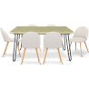 Buy Pack Industrial Design Dining Table 150cm & 6 Bouclé Upholstered Dining Chairs - Evelyne White 60565 - prices