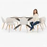 Pack Industrial Design Wooden Dining Table (200cm) & 8 Bouclé Upholstered Dining Chairs - Evelyne image 7