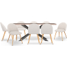 Buy Pack Industrial Design Wooden Dining Table (200cm) & 8 Bouclé Upholstered Dining Chairs - Evelyne White 60576 - prices