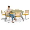 Pack Industrial Design Dining Table 150cm & 6 Rattan Dining Chairs - Velvet Upholstery - Martha image 7