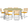Buy Pack Industrial Design Dining Table 150cm & 6 Rattan Dining Chairs - Velvet Upholstery - Martha Mustard 60581 - prices