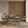 Buy Pack Industrial Design Dining Table 150cm & 6 Rattan Dining Chairs - Velvet Upholstery - Hyre Dark blue 60582 - in the EU
