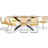 Pack Industrial Design Wooden Dining Table (220cm) & 8 Rattan Dining Chairs - Velvet Upholstery - Martha image 7