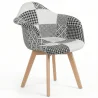 Dining Chair with Armrests - Upholstered in Patchwork - Black and White - Dominic image 7