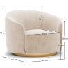 Buy Curved Design Armchair - Upholstered in Velvet - Herina Beige 60647 with a guarantee