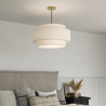 Buy Ceiling Pendant Lamp - Fabric Shade - Braichal Aged Gold 60680 in the Europe