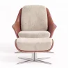 Contemporary Upholstered Design Armchair with Footrest - Asher image 7