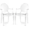 Pack of 2 Transparent Dining Chairs - Armrest Design - Louis XIV image 7