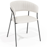 Buy Dining chair - Upholstered in Bouclé Fabric - Gruna White 61149 at Privatefloor
