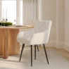 Buy Dining Chair with Armrests - Upholstered in Premium Bouclé - Alene White 61267 - prices