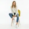 Velvet Upholstered Stool - Scandinavian Design - 66cm - Evelyne image 7