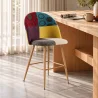 Patchwork Upholstered Stool - Scandinavian Style - 66cm - Evelyne image 7