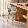 Patchwork Upholstered Stool - Scandinavian Style - 66cm -  Black and White - Evelyne image 7