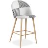 Patchwork Upholstered Stool - Scandinavian Style - 66cm -  Black and White - Evelyne image 7