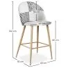 Patchwork Upholstered Stool - Scandinavian Style - 66cm -  Black and White - Evelyne image 7