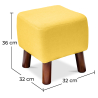 Buy Square Footstool - Linen Upholstered - Wood - Nor Yellow 55340 in the Europe