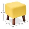 Square Footstool - Linen Upholstered - Wood - Nor image 7