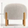 Round Corduroy Upholstered Pouf with Natural Wood Legs - Marrakesh image 7