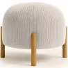 Round Corduroy Upholstered Pouf with Natural Wood Legs - Marrakesh image 7