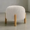 Round Corduroy Upholstered Pouf with Natural Wood Legs - Marrakesh image 7