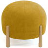 Round Corduroy Upholstered Pouf with Natural Wood Legs - Marrakesh image 7