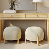 Round Corduroy Upholstered Pouf with Natural Wood Legs - Marrakesh image 7