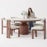 Set Dining Table Round with 6 Wooden Chairs - Minimalist Design - Ivette image 7