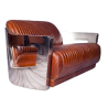 Buy Design Sofa Churchill Lounge 2 places Leather & Stainless Steel Vintage brown 48369 - prices