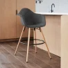 Velvet Bar Stool - Scandinavian Design and Wooden Legs - Nordika image 7