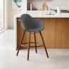 Velvet Bar Stool - Scandinavian Design and Dark Wood Legs - Nordika image 7