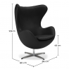 Buy Armchair with Armrests - Upholstered in Faux Leather - Egg Design - Brave Black 13413 with a guarantee