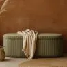 Bench With Internal Storage Upholstered In Velvet Corduroy Fabric - Eiren image 7
