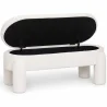 Bench With Storage Upholstered In Off-White Bouclé Fabric – Modern Seat For Living Room And Bedroom - Boreta image 7