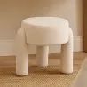 Stool Upholstered In Off-White Bouclé Fabric – Modern Seat For Living Room And Bedroom - Boreta image 7